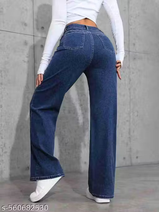 straight leg blue jeans