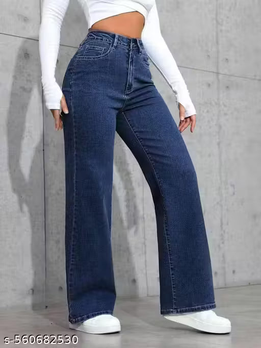 straight leg blue jeans
